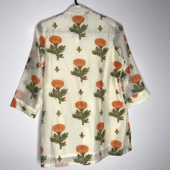 Rangriti floral blouse full button front pleated - Picture 13 of 15